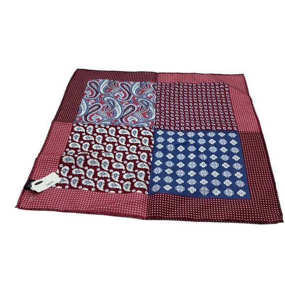 Jos A. Bank 100% Silk Pocket Square Multicolor Paisley Geometric Pattern NEW 14" - Picture 2 of 4